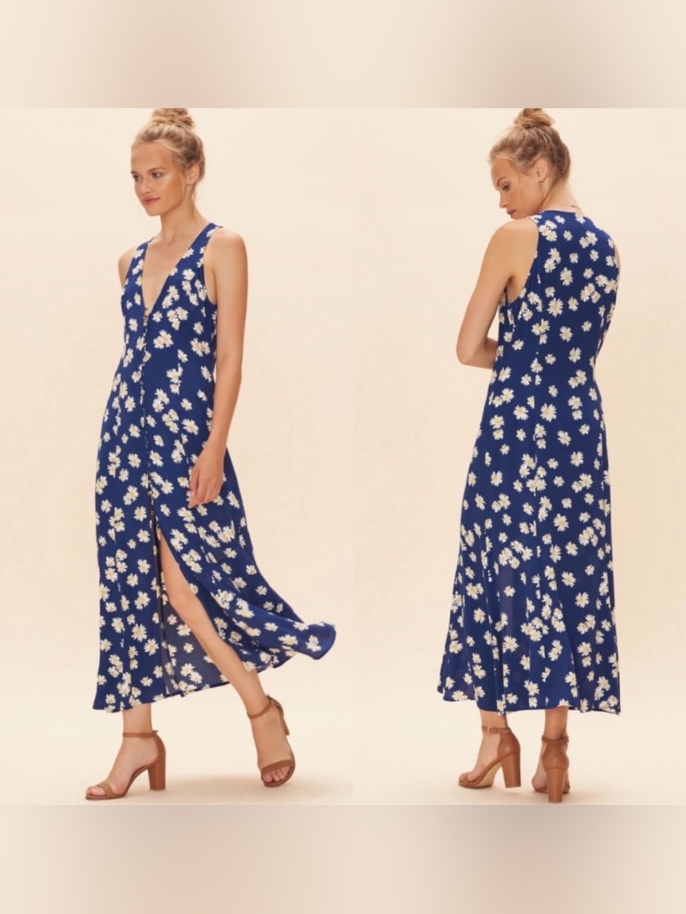 Privacy Please Lomax Daisy Floral Button-Down Midi Maxi Dress  size medium comfy